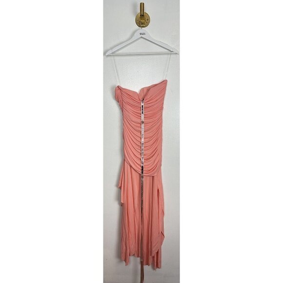 HOUSE OF CB Ivana Gathered Asymmetric Dress in Apricot Size Large - Picture 6 of 14